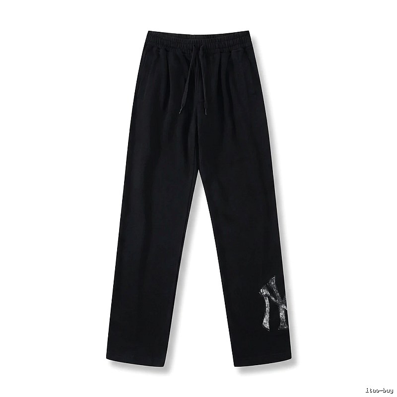 Classic trendy brand black trousers of MLB