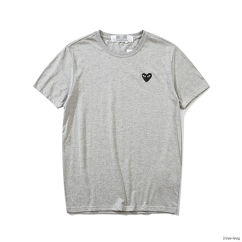 Comme des Garcons PLAY 2021-95 Gray Style 2195 Heart Logo T-Shirt Summer Styling