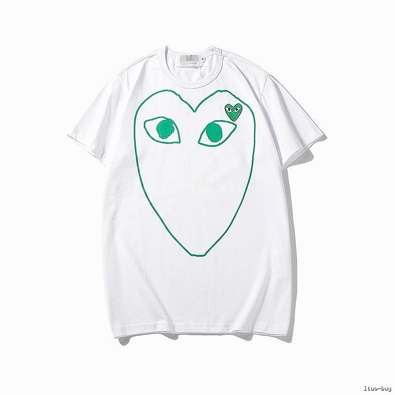 Comme des Garcons PLAY 2023-13 Green Style 2313 Heart Logo T-Shirt Soft Neutral