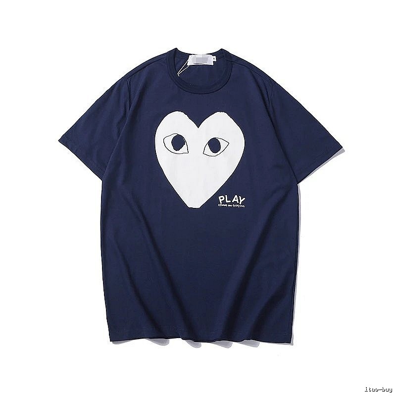 Comme des Garcons PLAY 2023-29 Blue Style 2329 Heart Logo T-Shirt Outdoor Days