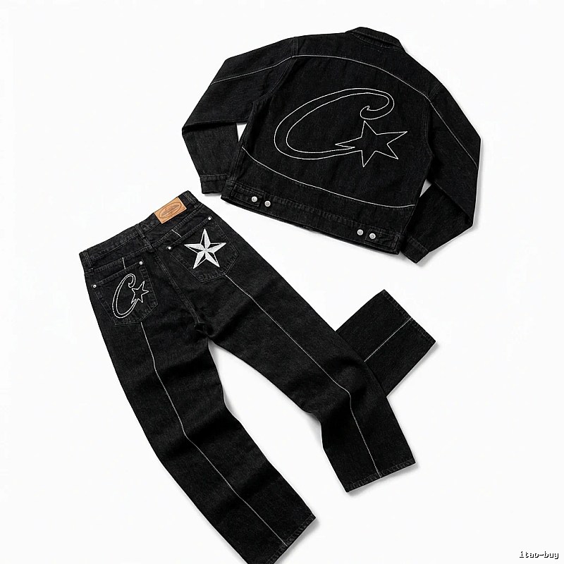 Corteiz denim retro-style suit