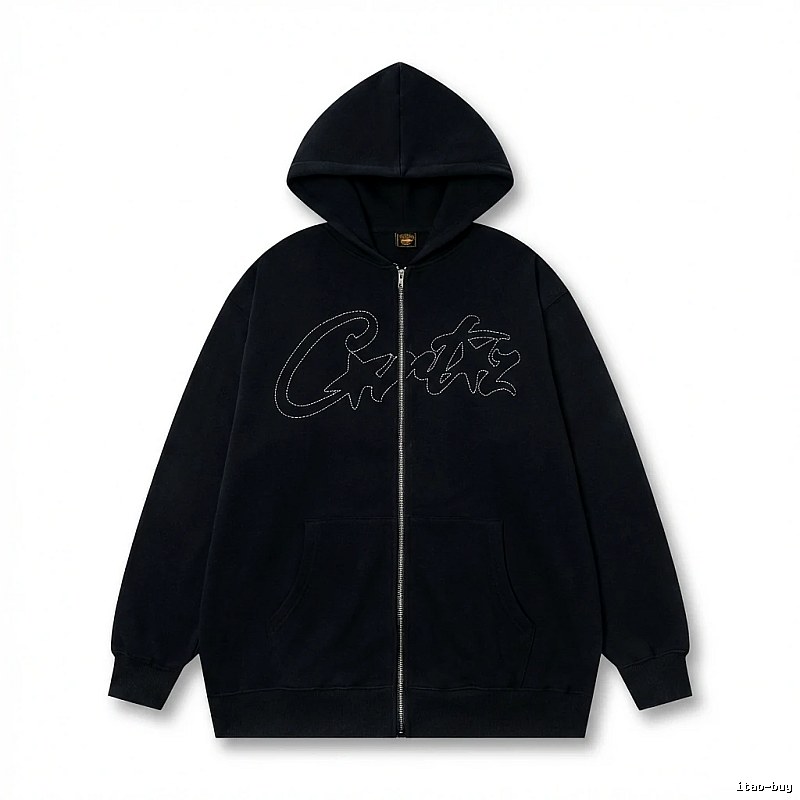 Corteiz minimalist style black hoodie