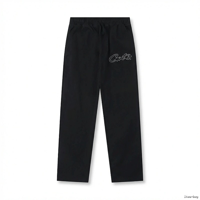 Corteiz minimalist style black long trousers