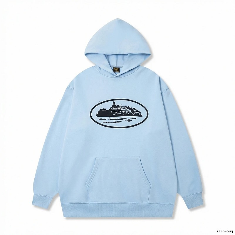 Corteiz Print Minimalist Light Blue Hoodie