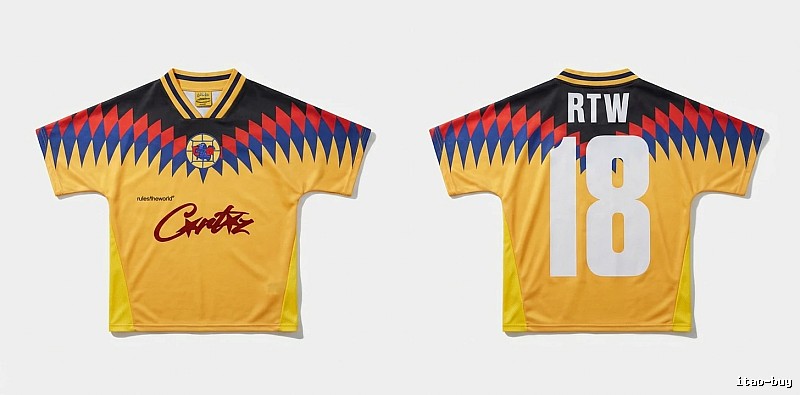 Corteiz RTW series yellow, black and blue color - blocking jersey