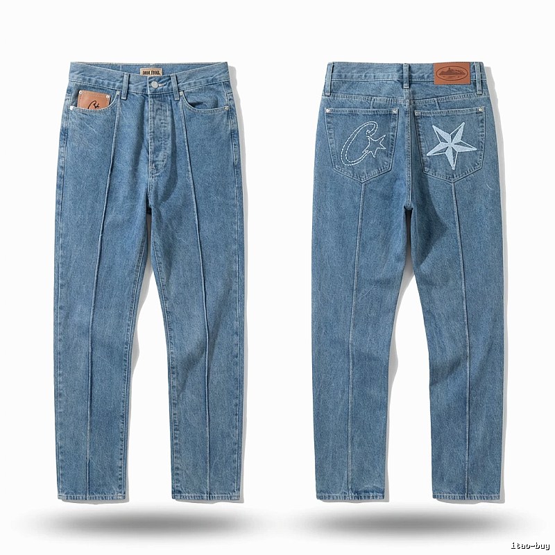Corteiz star embroidery denim blue jeans