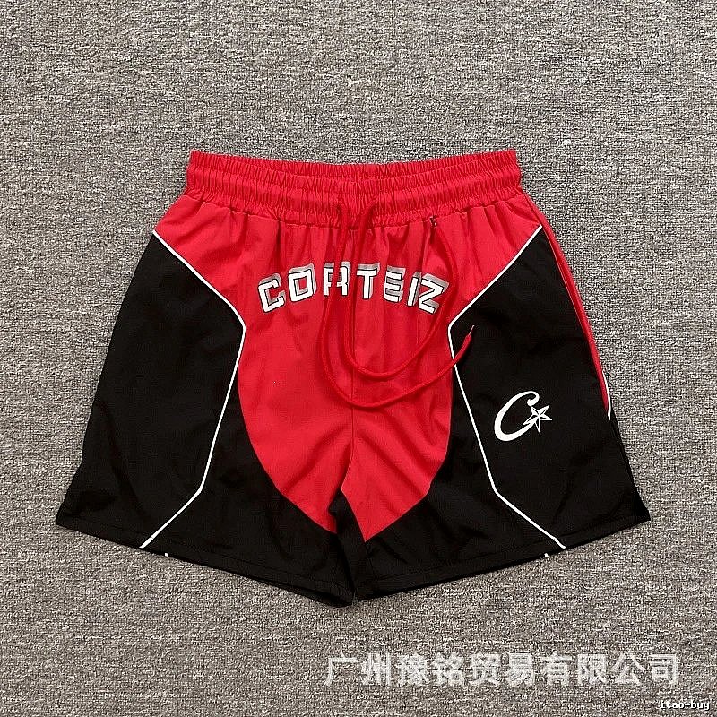 Corteiz Star Logo Street Style Red and Black Sports Shorts