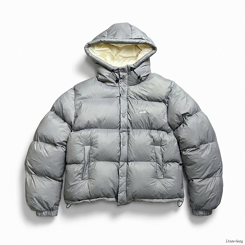 Corteiz trendy and cool style grey down jacket