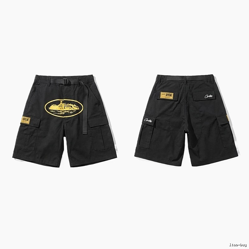 Corteiz workwear-style black shorts