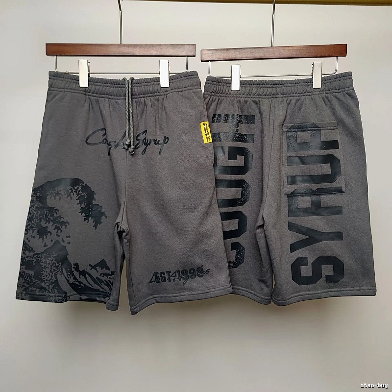 COUGH SYRUP Printed Street Style Grey Shorts