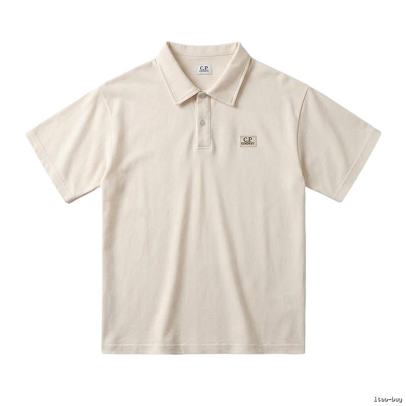 C.P. Basic Style Simple and Elegant Beige Polo Shirt