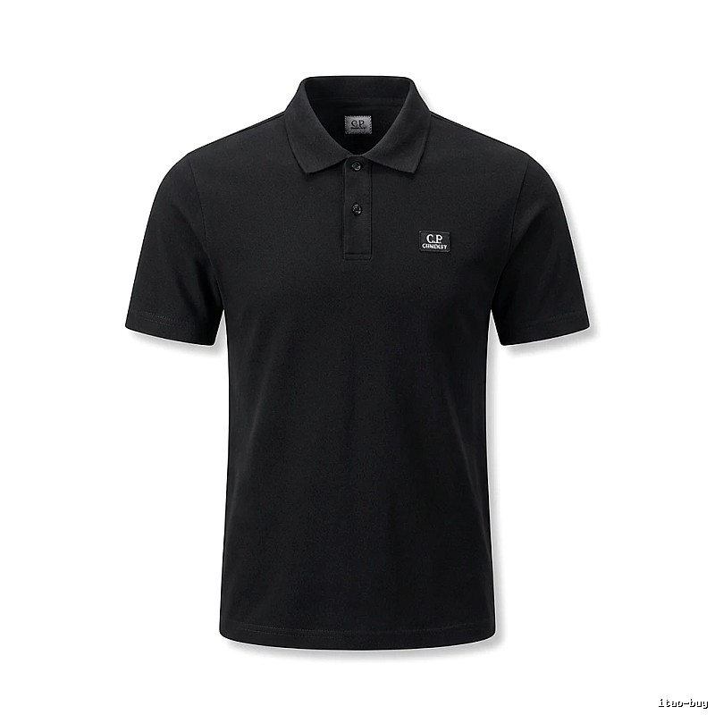 C.P. Simple Style Black Polo Shirt