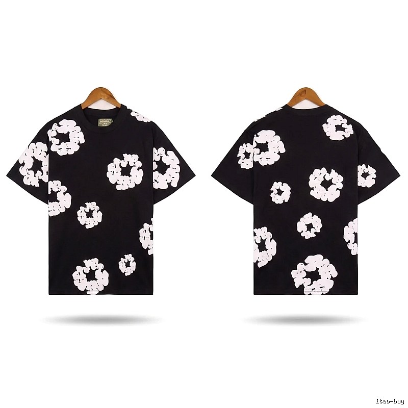 DENIM TEARS Black and White Retro Short-sleeve Shirt