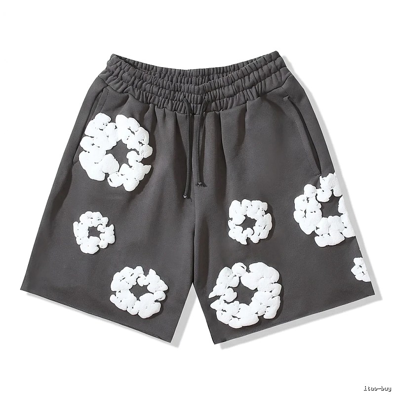 DENIM TEARS Flower Style Black Shorts