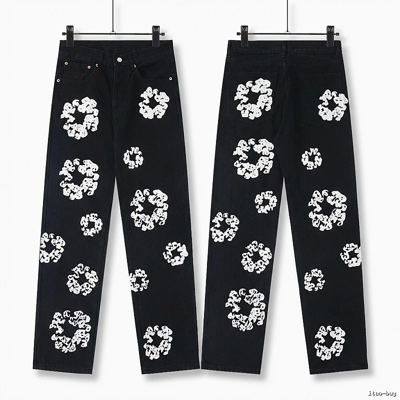 DENIM TEARS Printed Retro-Style Black Pants