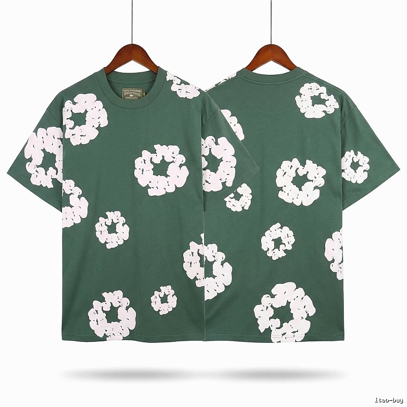 DENIM TEARS retro-style green short-sleeve