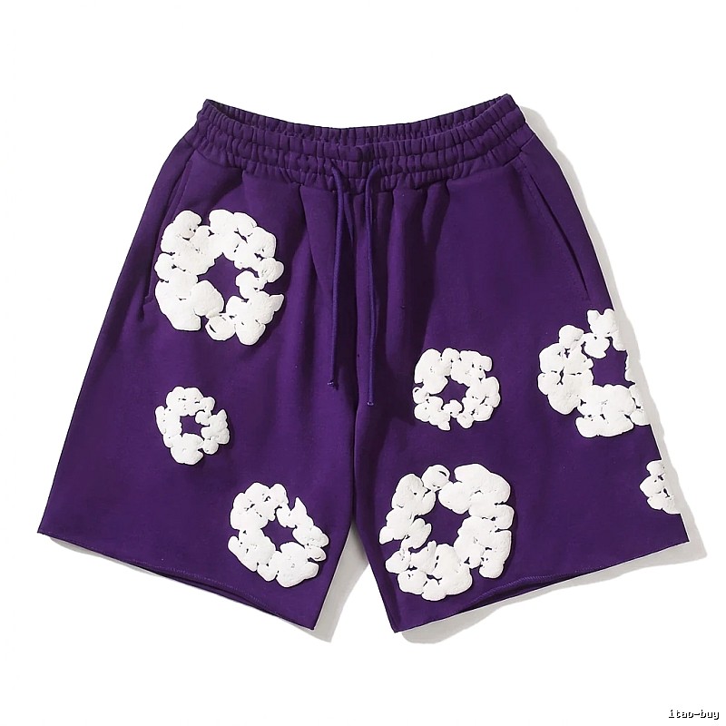 DENIM TEARS Three-dimensional Flower Casual Shorts (Purple)