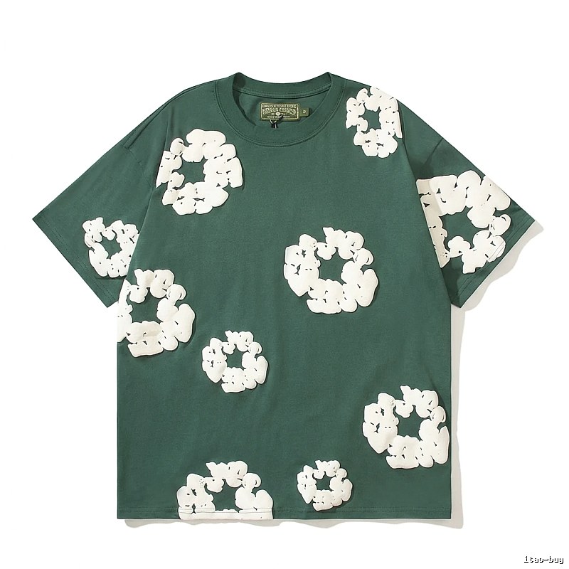 DENIM TEARS Three-dimensional Flower Dark Green T-shirt