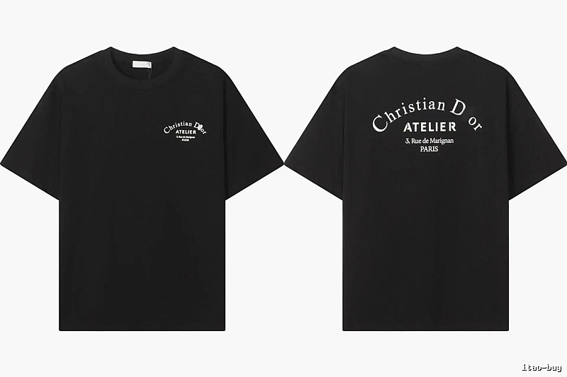 Dior ATELIER Minimalist Style Black Short-Sleeve T-Shirt