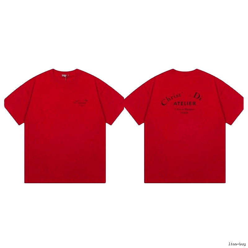 Dior Atelier Minimalist Style True Red Short-sleeve T-shirt