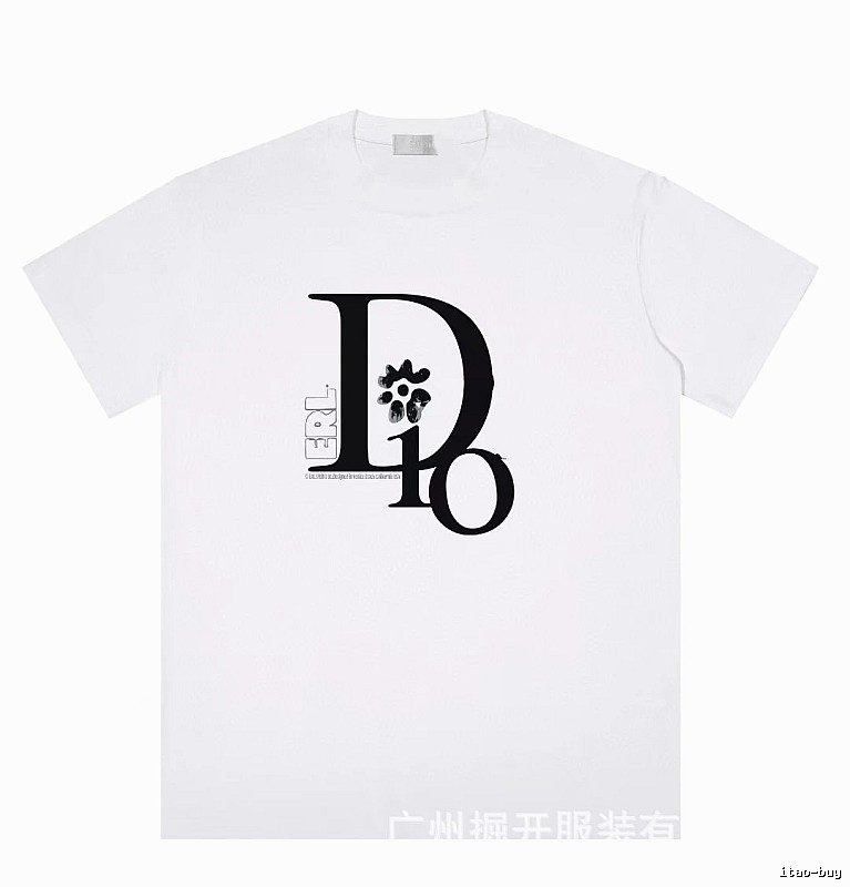 Dior Co-branded Trendy Style Printed White T-Shirt