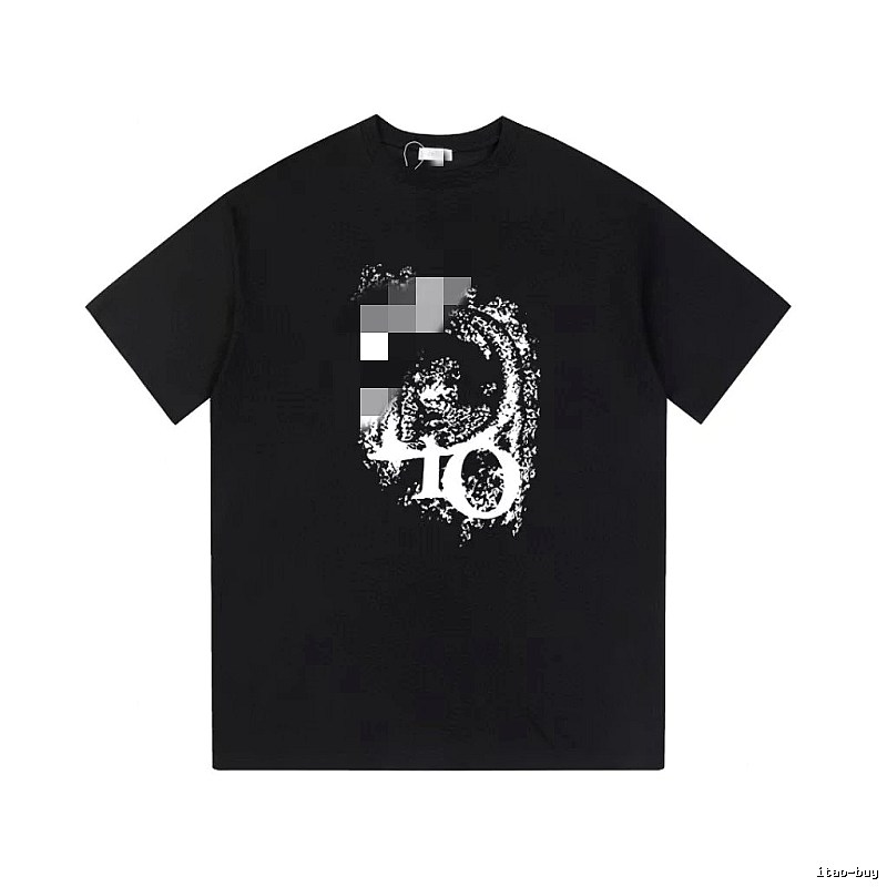 Dior Distressed Print Street Style Black T-Shirt