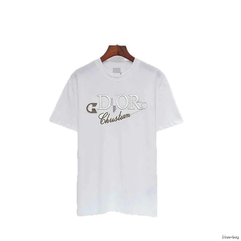 Dior Embroidered Light Luxury Style White Short-sleeve T-shirt