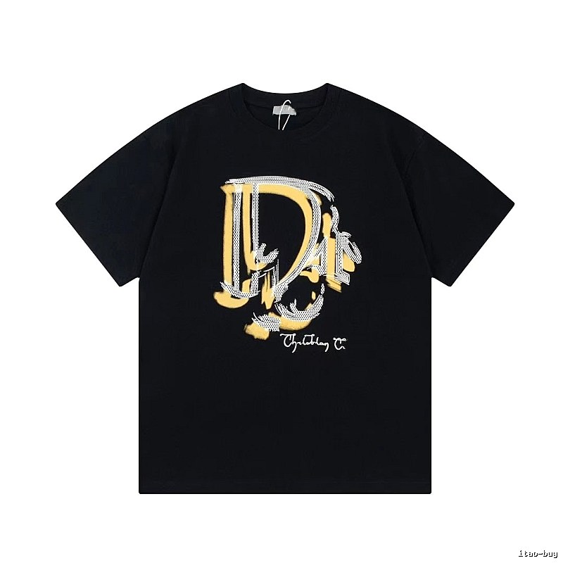 Dior Graffiti Print Street-style Black T-Shirt