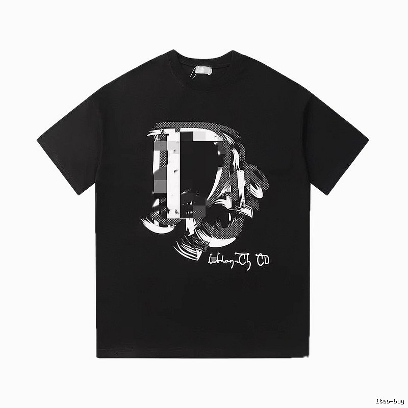 Dior Graffiti Print Street Style Black T-Shirt