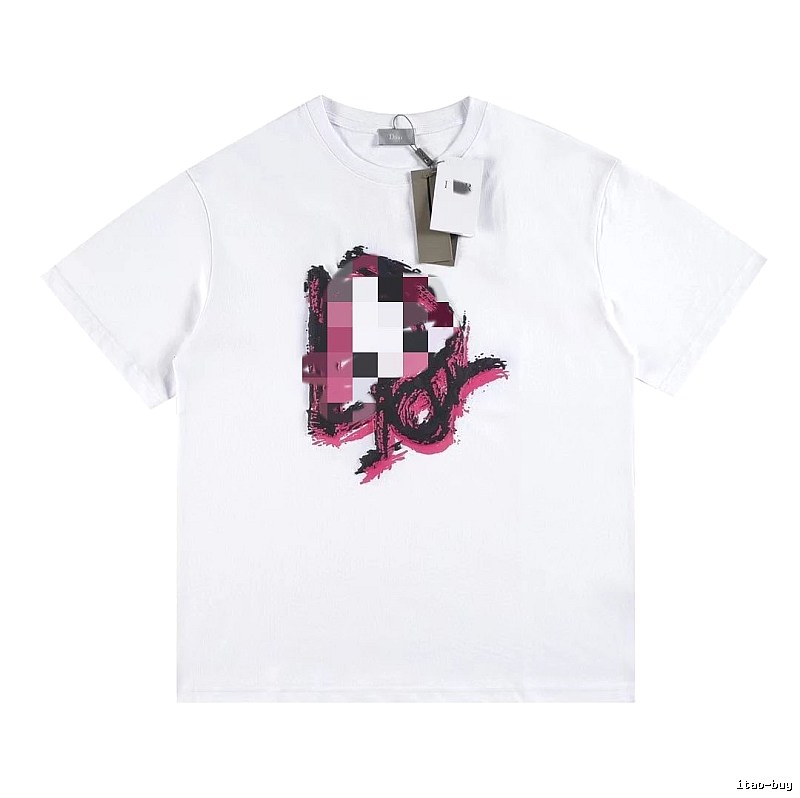 Dior Graffiti Print Street Style White T-Shirt