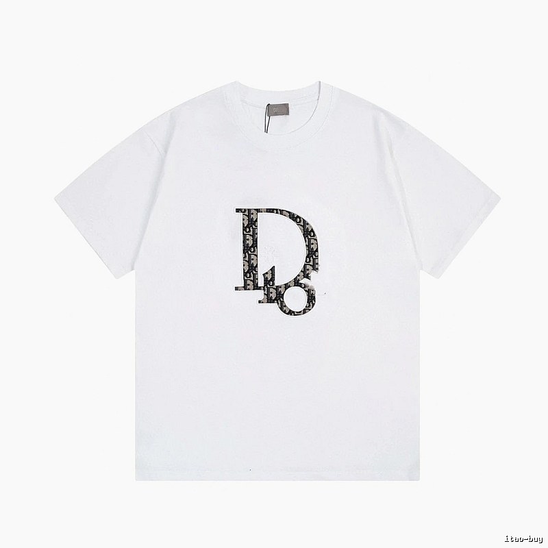 Dior Monogram Light Luxury Style White Short-sleeved T-shirt