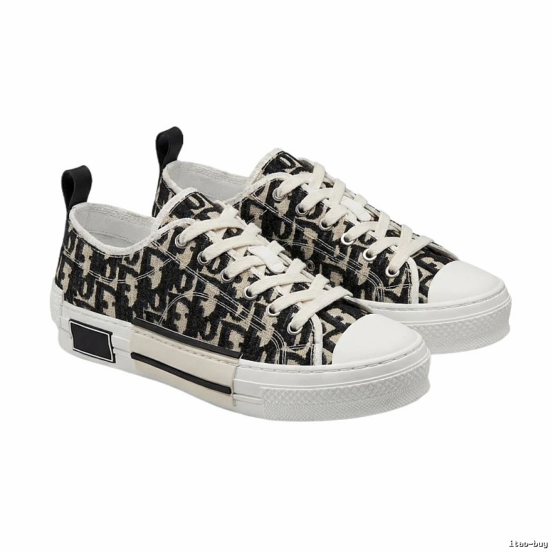 Dior monogram style black and white canvas shoes