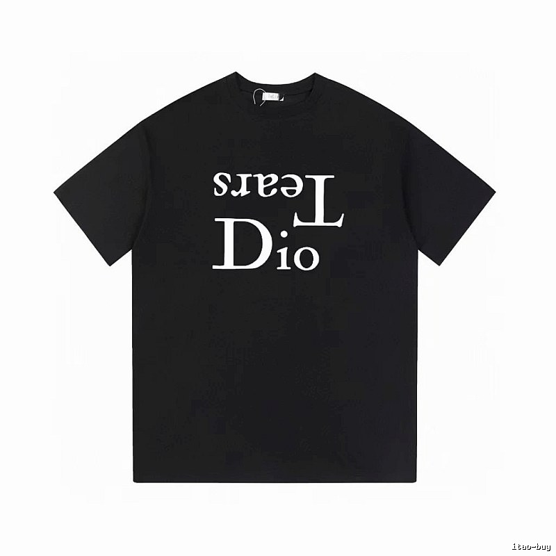 Dior Tears Co-branded Minimalist Style Black T-Shirt
