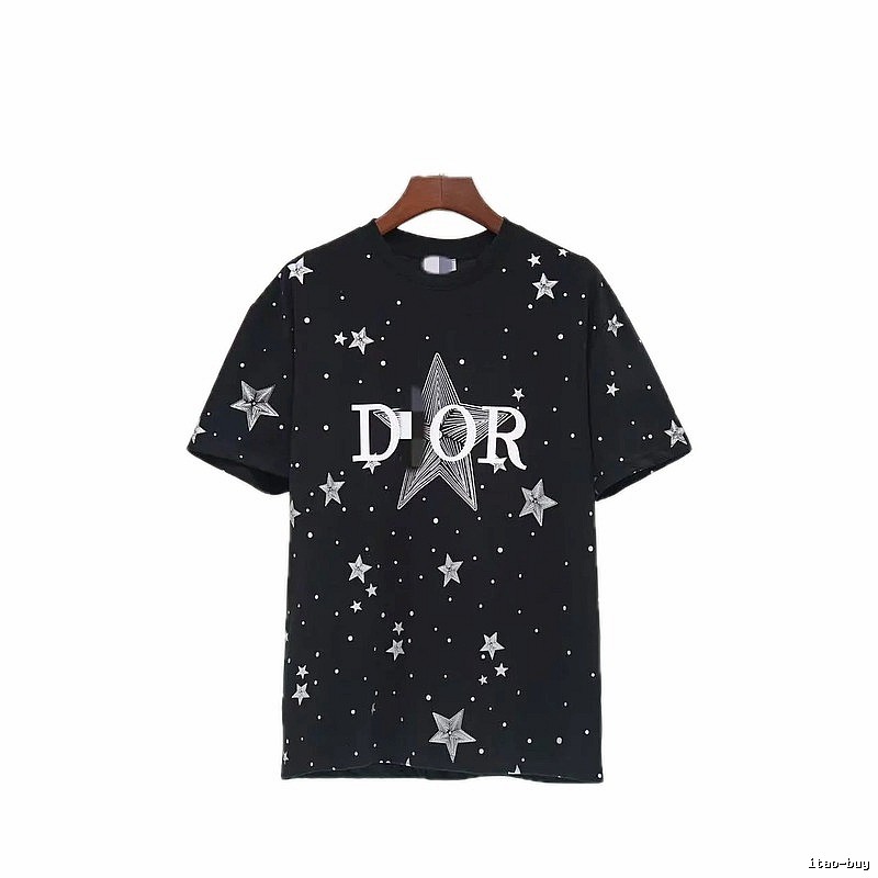 Dior Trendy Cool All-over Star Print Black T-Shirt