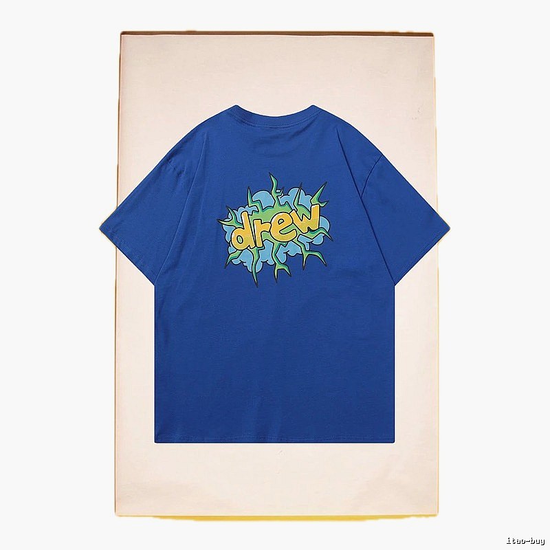 DREW Explosion Print Street Style Blue T-Shirt