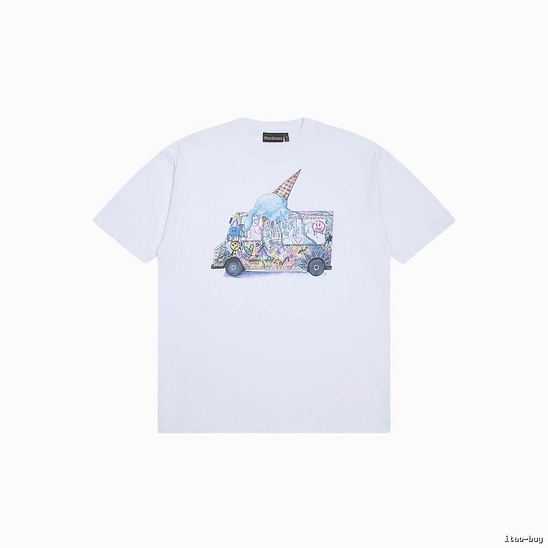 DREW Graffiti Style Ice Cream Truck White Short Sleeve T-shirt
