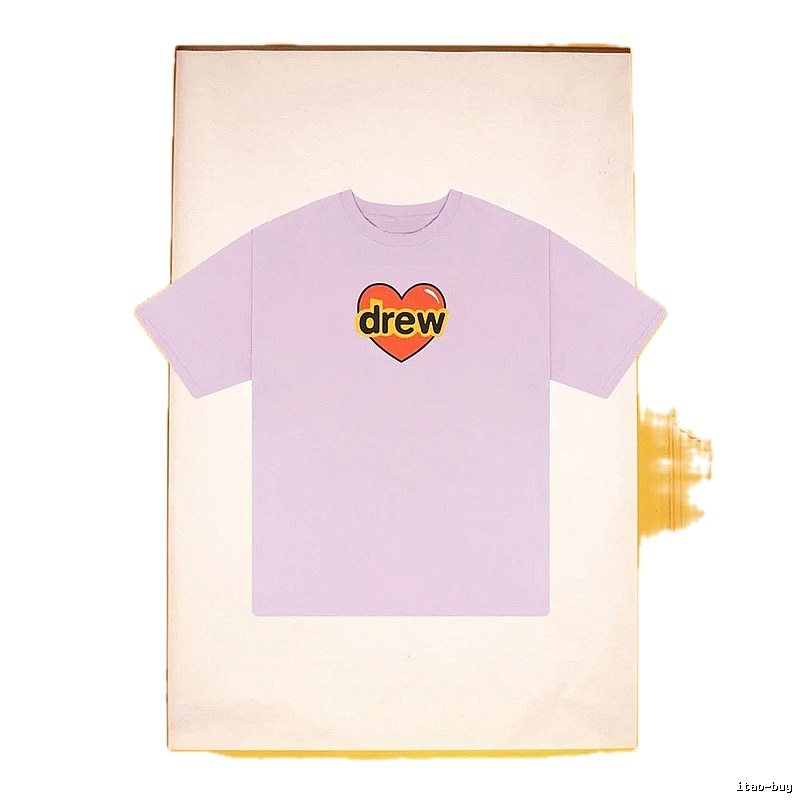 DREW Love Heart Print Street Style Light Purple Short Sleeve T-shirt