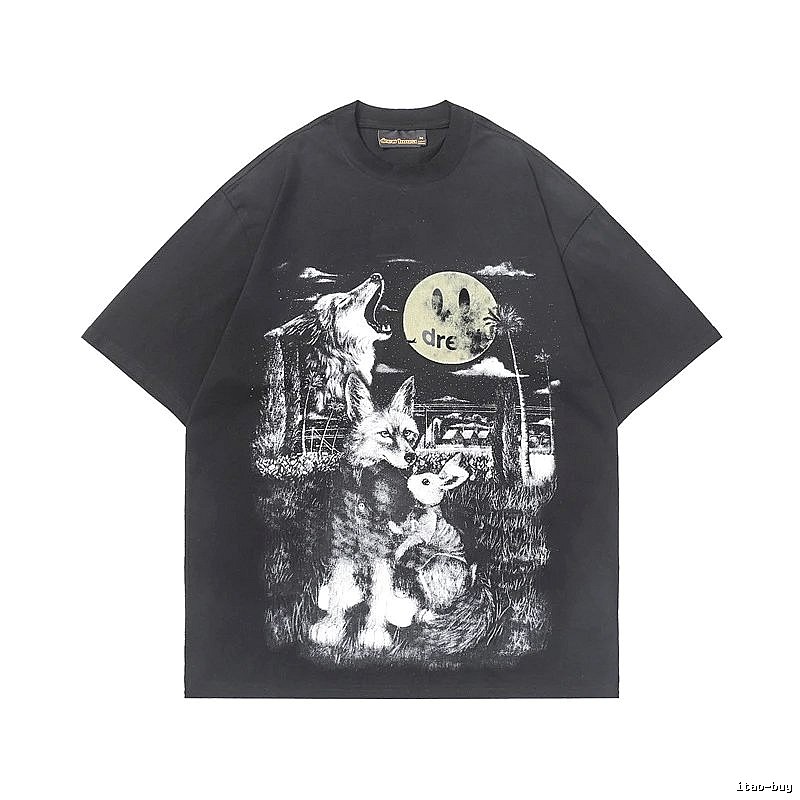 DREW Smiley Collection Street Style Black T-Shirt