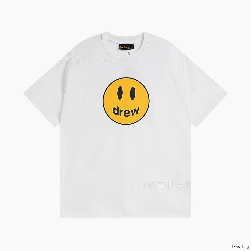 DREW Smiley Series Casual Style White Short-sleeve T-shirt