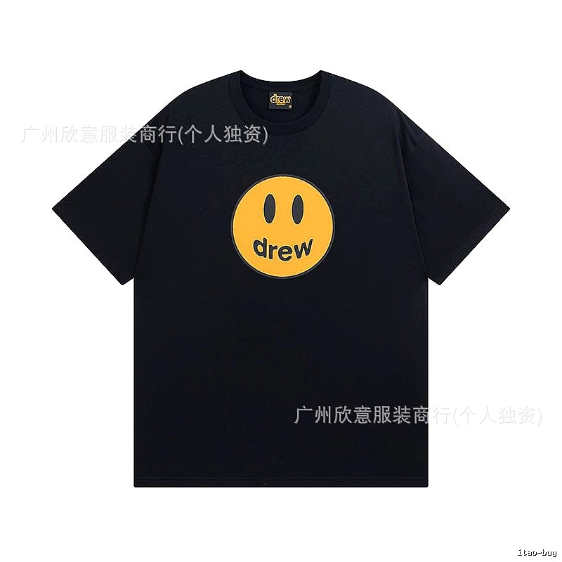 DREW Smiley Street Style Black Short-sleeve T-shirt