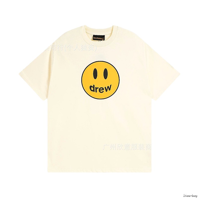 DREW Smiley Street Style Off-white Short Sleeve T-Shirt