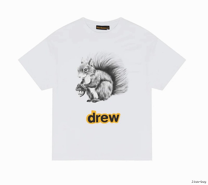 DREW Squirrel Print Street Style White T-Shirt