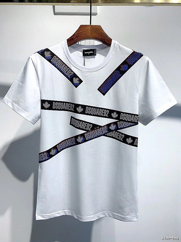 DSQUARED2 Webbing Streetwear Brand White Short-sleeve T-shirt