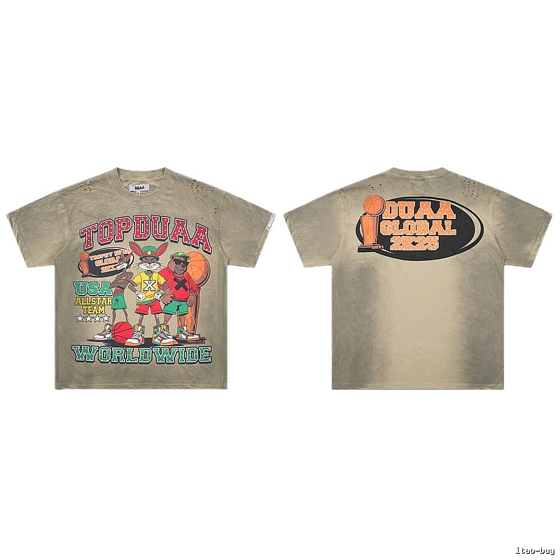 DUAA All-Star American Retro Khaki Short Sleeve T-shirt