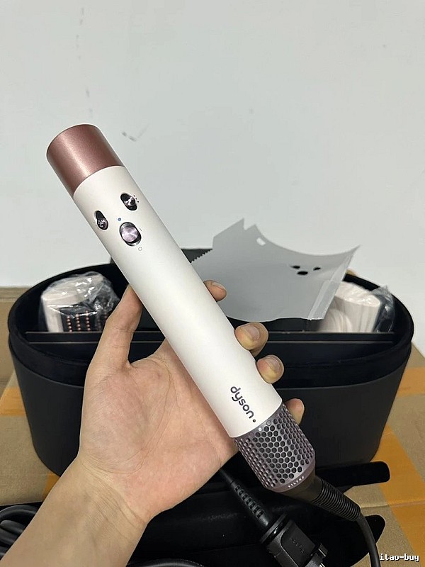 Dyson White Styling Tool Above Black Hair Styler for Streetwear Looks
