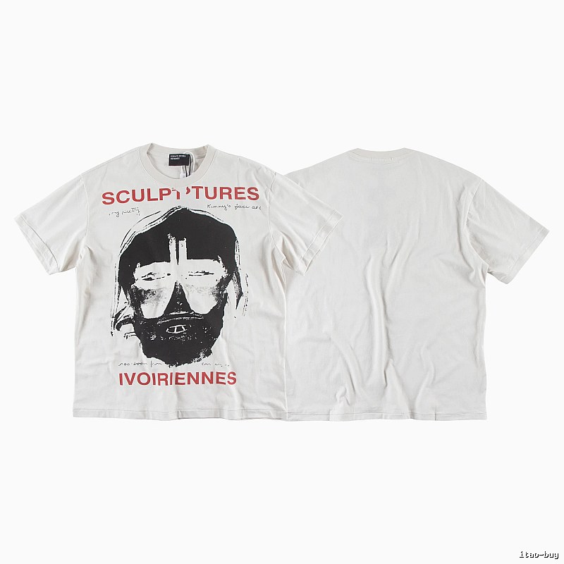 ERD Sculpture Figure Vintage Style Off-white Short Sleeve T-shirt