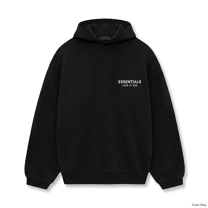 ESSENTIALS minimalist style black hoodie