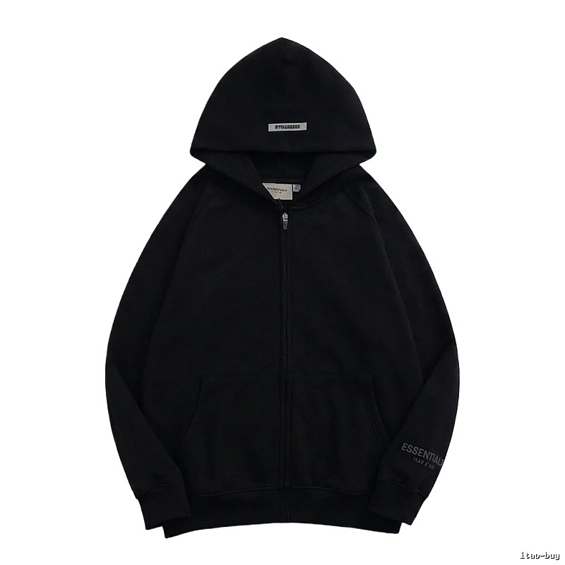 ESSENTIALS minimalist style black hoodie