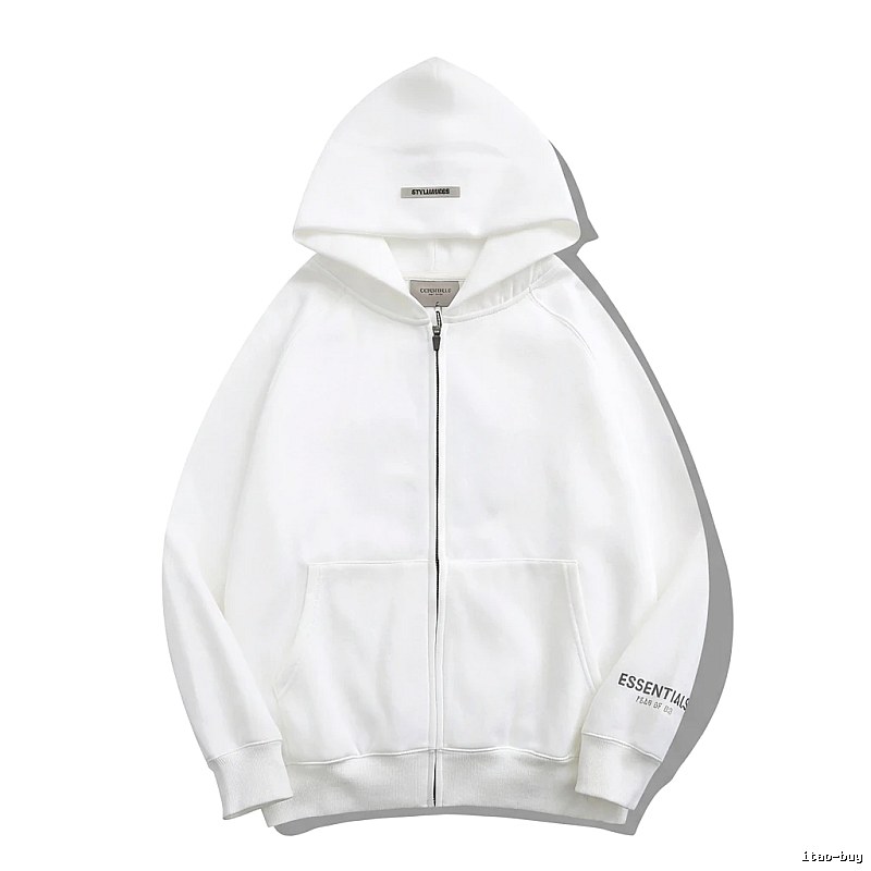 ESSENTIALS minimalist style white hoodie