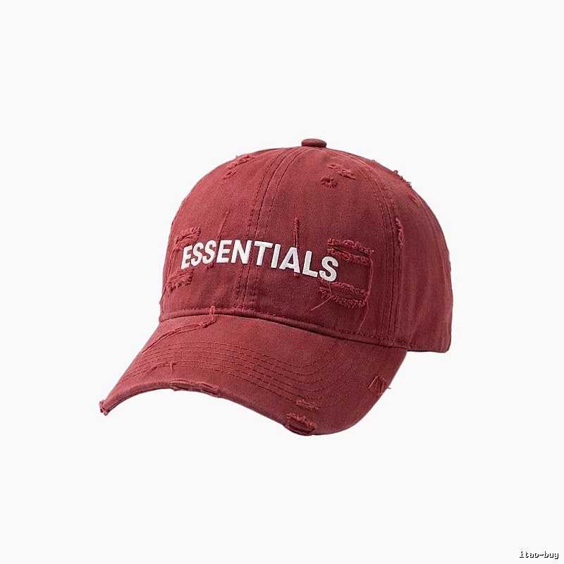 Essentials Ripped Style Burgundy Hat